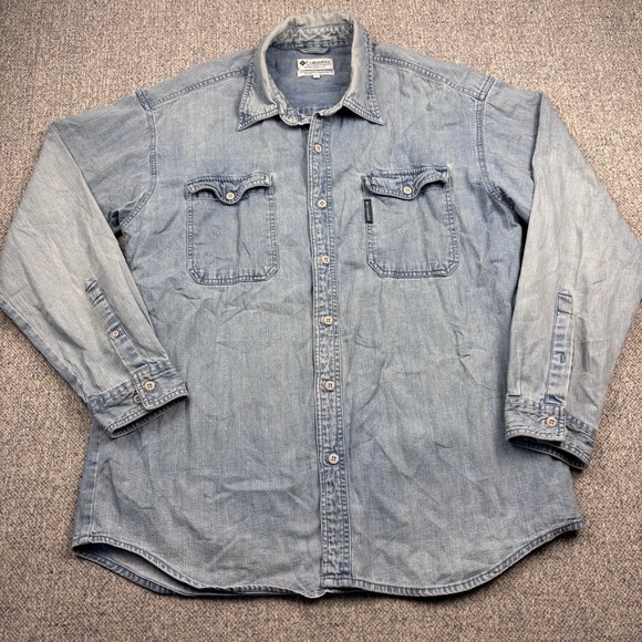 Columbia Other - Columbia Denim Button Up Shirt Mens Large 100% Cotton Blue Workwear